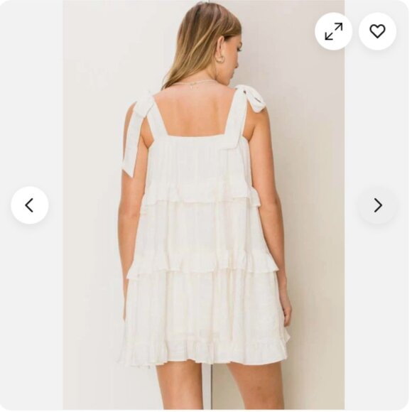 Hyfve Babydoll Mini Dress Cream Boho Tiered Ruffle Tie Sleeveless Straps Medium - Picture 2 of 13